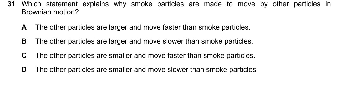 IGCSE 0654 May/June 2025 Paper 21 Question 31 — Kinetic particle model of matter