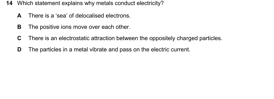 IGCSE 0654 May/June 2025 Paper 22 Question 14 — Metallic bonding