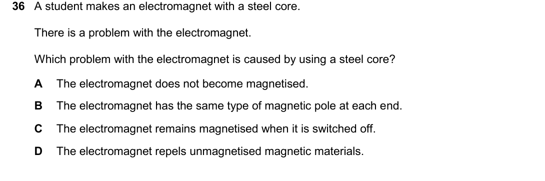 IGCSE 0654 May/June 2025 Paper 22 Question 36 — Magnetism