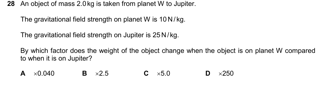 IGCSE 0654 May/June 2025 Paper 23 Question 28 — Mass & weight