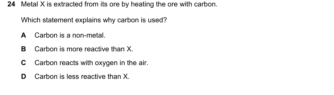 IGCSE 0654 Oct/Nov 2022 Paper 12 Question 24 — Extraction of metals