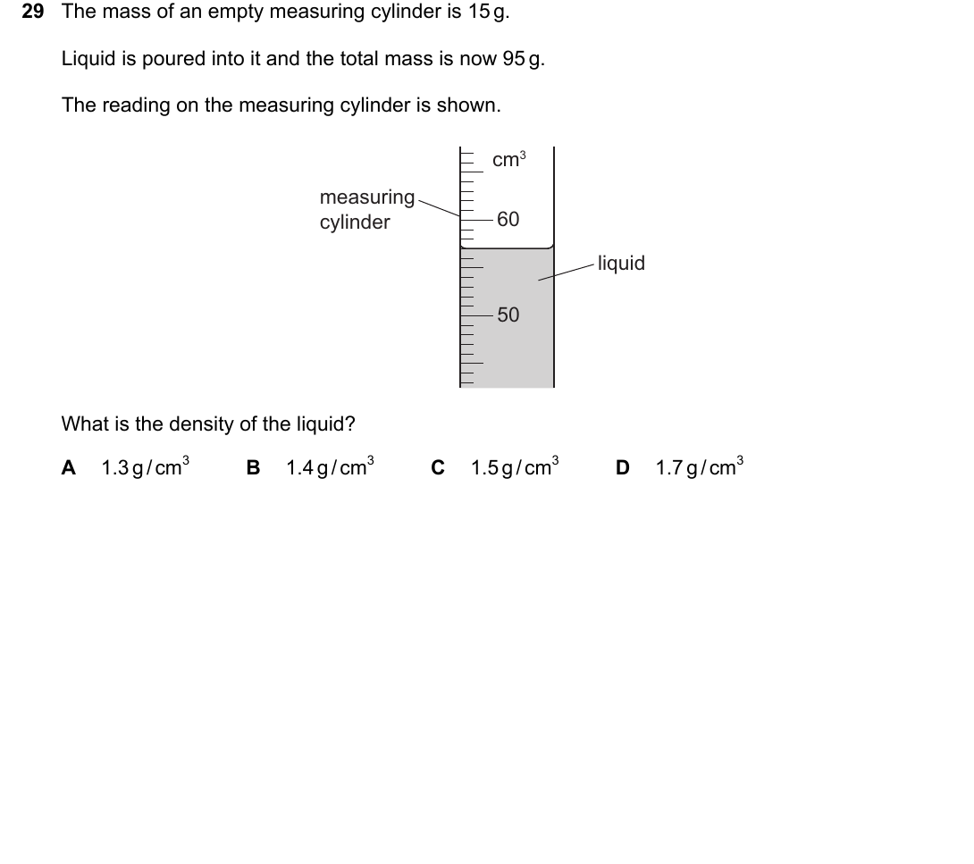 IGCSE 0654 Oct/Nov 2023 Paper 11 Question 29 — Physical quantities & measurement
