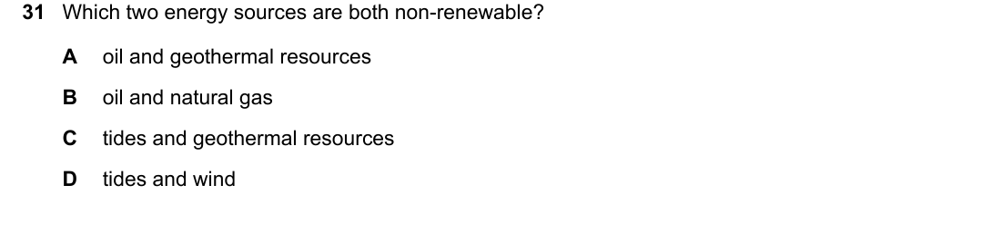 IGCSE 0654 Oct/Nov 2023 Paper 11 Question 31 — Energy resources