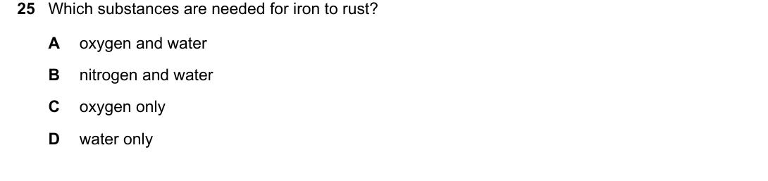 IGCSE 0654 Oct/Nov 2023 Paper 13 Question 25 — Corrosion & rusting