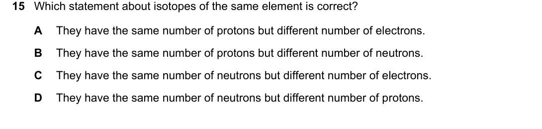 IGCSE 0654 Oct/Nov 2023 Paper 22 Question 15 — Isotopes