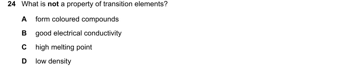 IGCSE 0654 Oct/Nov 2024 Paper 11 Question 24 — Transition elements