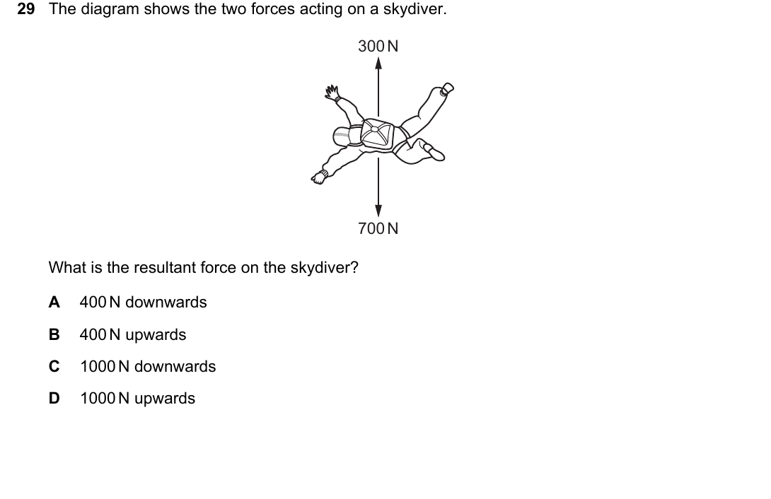 IGCSE 0654 Oct/Nov 2024 Paper 11 Question 29 — Resultant forces & Newton's laws