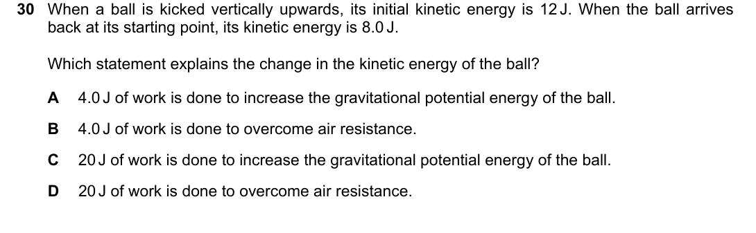 IGCSE 0654 Oct/Nov 2024 Paper 11 Question 30 — Energy stores & transfers