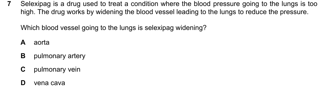 IGCSE 0654 Oct/Nov 2024 Paper 11 Question 7 — Blood vessels