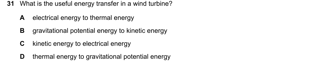 IGCSE 0654 Oct/Nov 2024 Paper 12 Question 31 — Energy stores & transfers