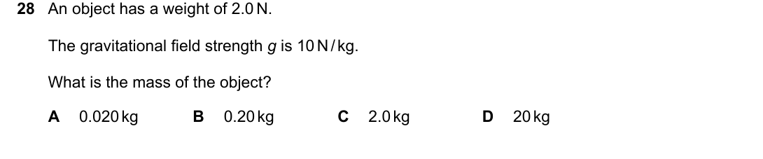 IGCSE 0654 Oct/Nov 2024 Paper 13 Question 28 — Mass & weight