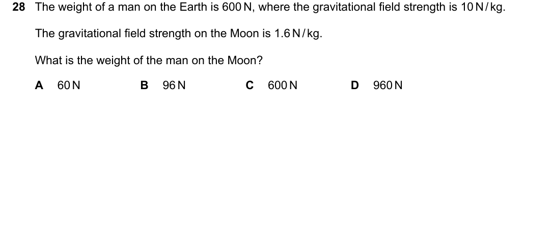 IGCSE 0654 Oct/Nov 2024 Paper 22 Question 28 — Mass & weight