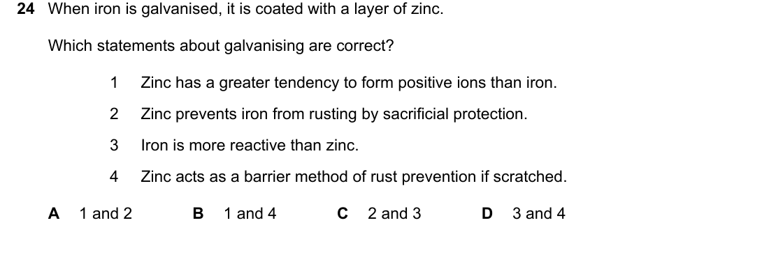 IGCSE 0654 Oct/Nov 2024 Paper 23 Question 24 — Corrosion & rusting