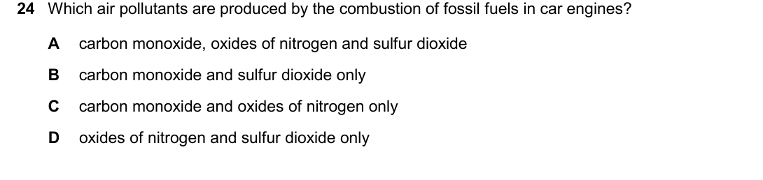 IGCSE 0654 Oct/Nov 2025 Paper 11 Question 24 — Air quality & the atmosphere