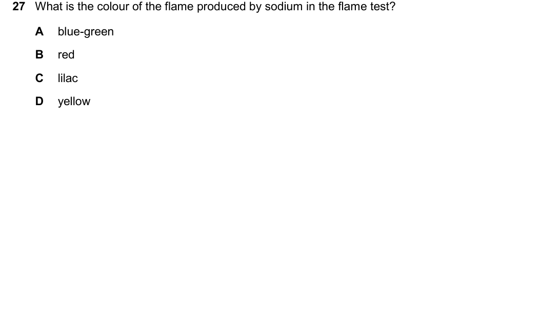 IGCSE 0654 Oct/Nov 2025 Paper 11 Question 27 — Tests for ions & gases