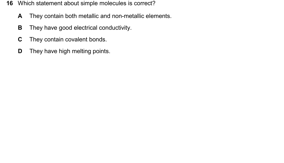 IGCSE 0654 Oct/Nov 2025 Paper 12 Question 16 — Covalent bonding