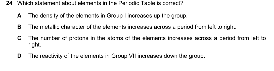 IGCSE 0654 Oct/Nov 2025 Paper 12 Question 24 — Group I alkali metals