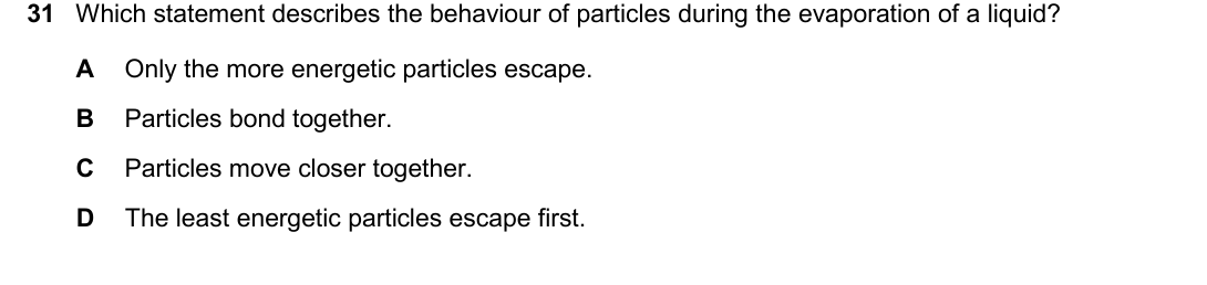 IGCSE 0654 Oct/Nov 2025 Paper 12 Question 31 — Kinetic particle model