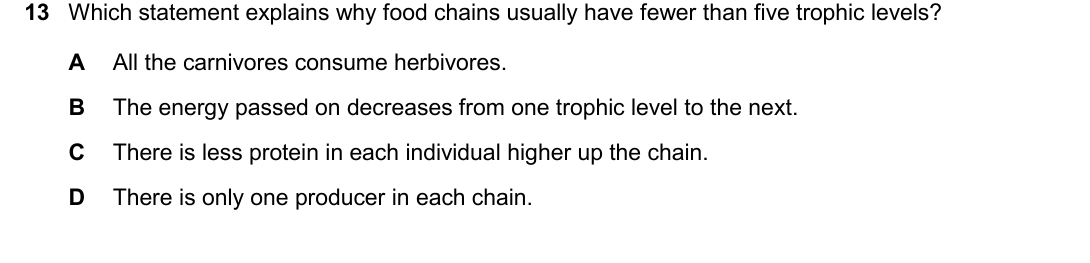 IGCSE 0654 Oct/Nov 2025 Paper 21 Question 13 — Food chains, webs & energy flow