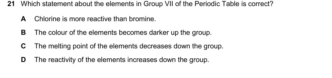 IGCSE 0654 Oct/Nov 2025 Paper 21 Question 21 — Group VII halogens