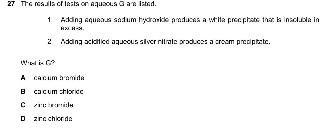IGCSE 0654 Oct/Nov 2025 Paper 21 Question 27 — Tests for ions & gases