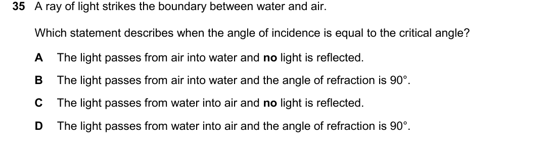 IGCSE 0654 Oct/Nov 2025 Paper 21 Question 35 — Reflection & refraction of light