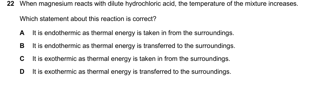 IGCSE 0654 Oct/Nov 2025 Paper 22 Question 22 — Exothermic & endothermic reactions