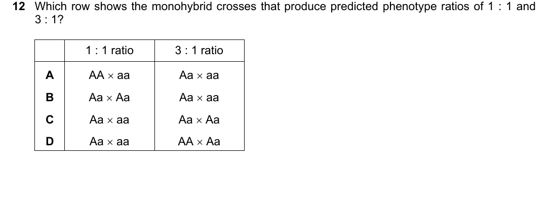 IGCSE 0654 Oct/Nov 2025 Paper 23 Question 12 — Monohybrid inheritance
