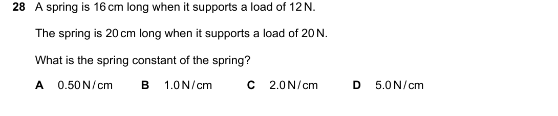 IGCSE 0654 Oct/Nov 2025 Paper 23 Question 28 — Forces & Hooke's law