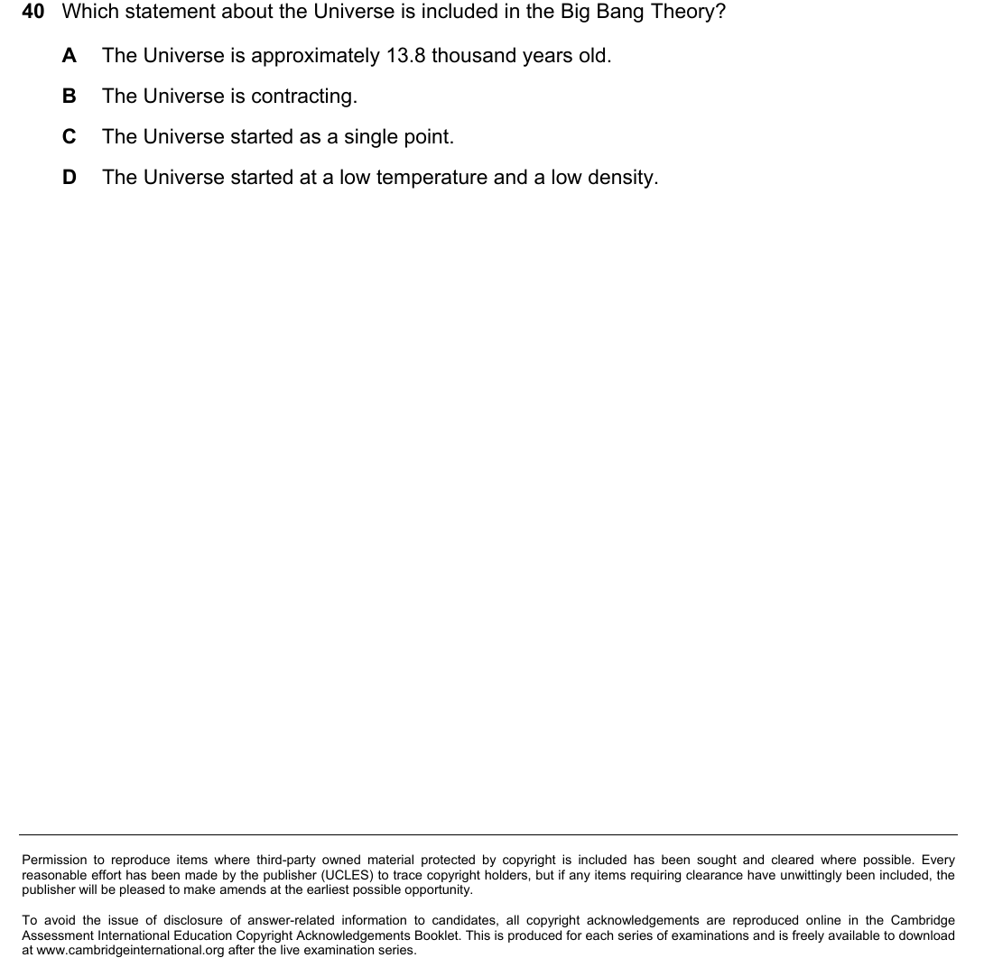 IGCSE 0654 Oct/Nov 2025 Paper 23 Question 40 — Stars & the Universe