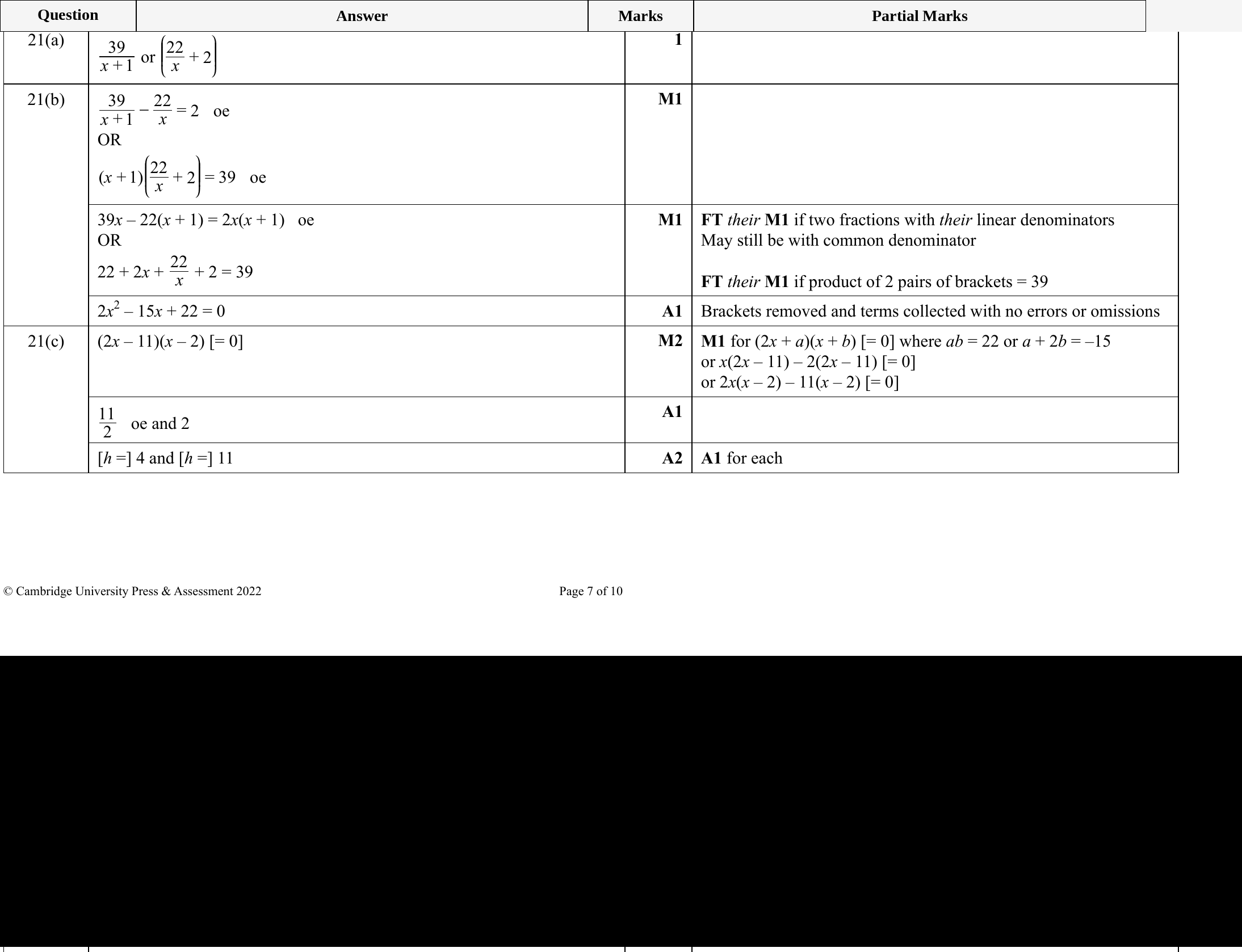 Mark scheme for IGCSE 0580 Specimen 2025 Paper 21 Q21