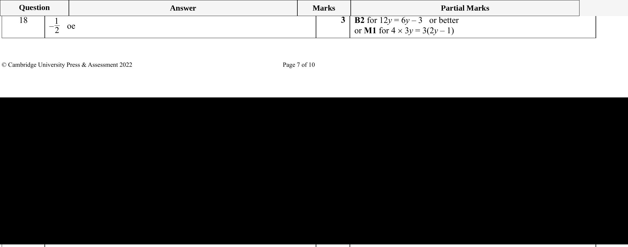 Mark scheme for IGCSE 0580 Specimen 2025 Paper 41 Question 18