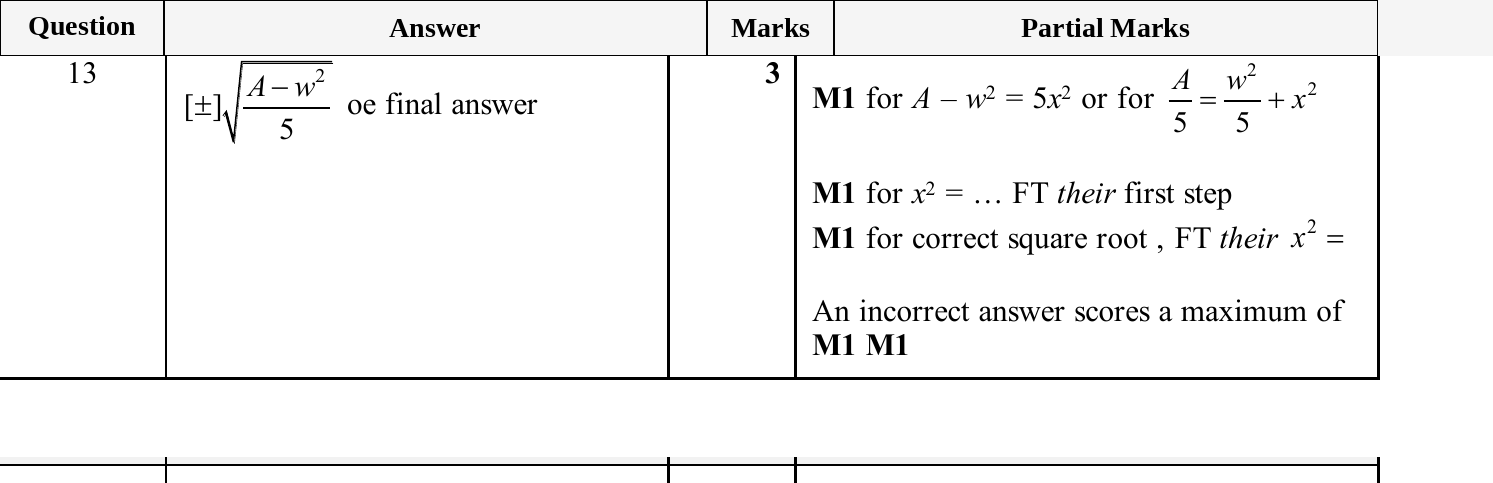 Mark scheme for IGCSE 0580 May/June 2025 Paper 41 Question 13