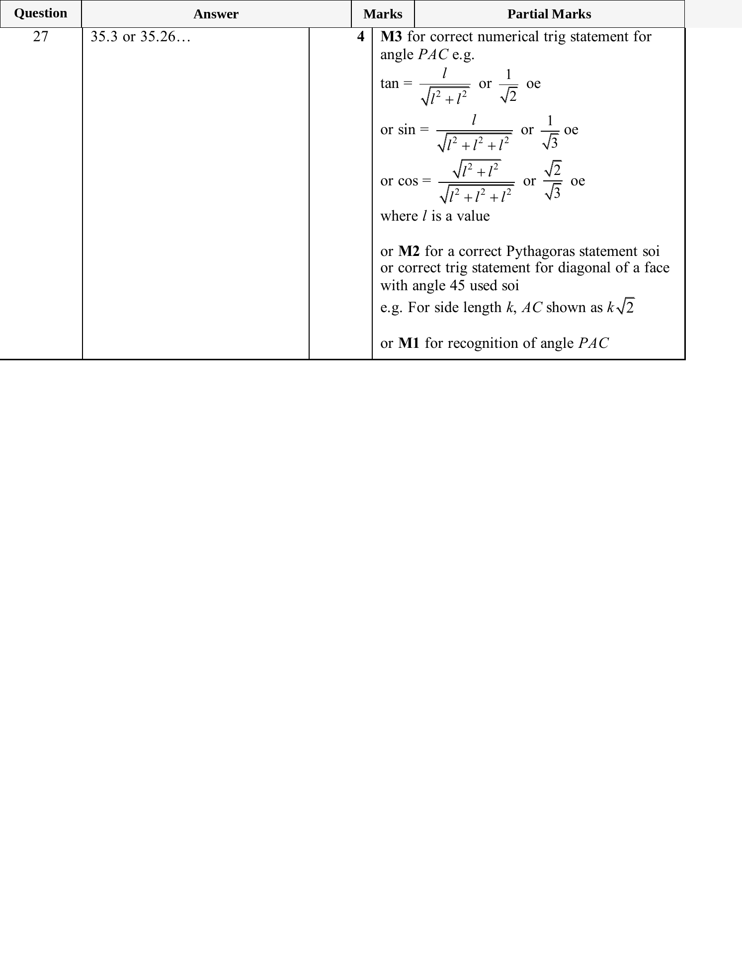 Mark scheme for IGCSE 0580 May/June 2025 Paper 42 Question 27