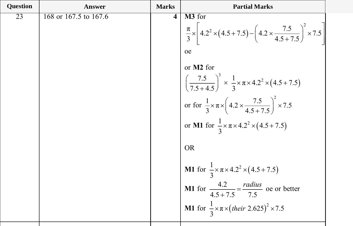 Mark scheme for IGCSE 0580 May/June 2025 Paper 43 Question 23