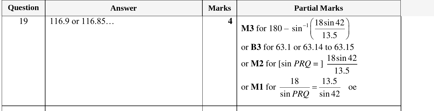 Mark scheme for IGCSE 0580 Oct/Nov 2023 Paper 23 Question 19