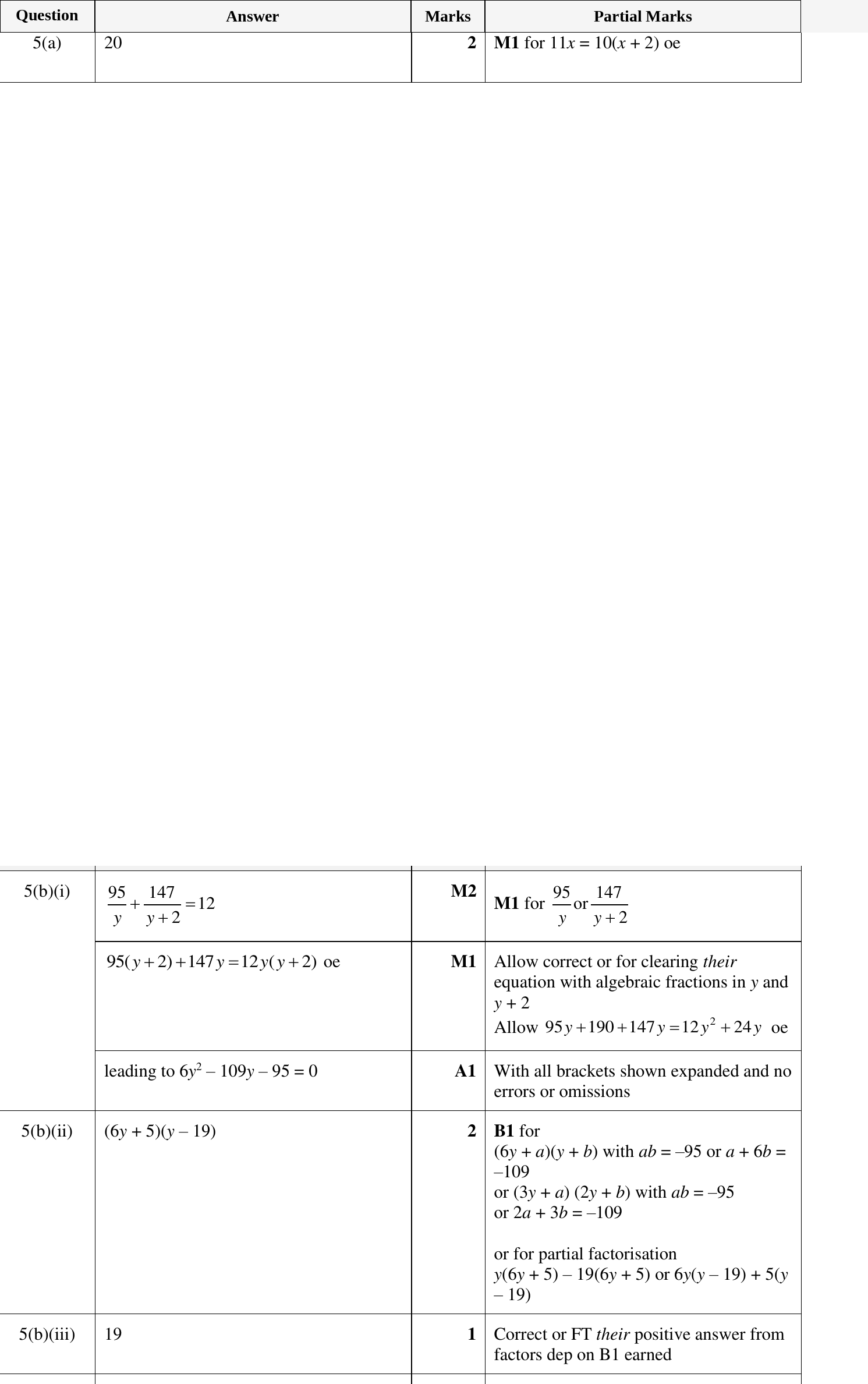 Mark scheme for IGCSE 0580 Oct/Nov 2023 Paper 42 Question 5