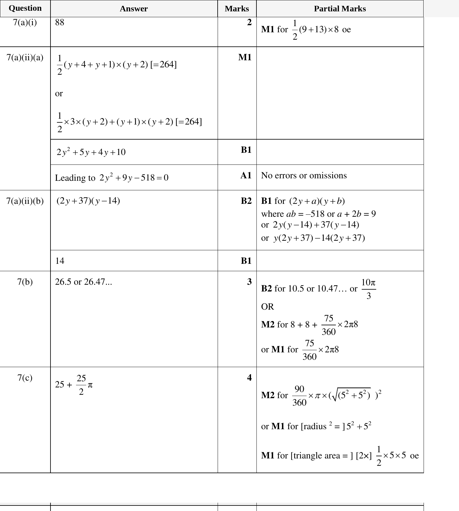 Mark scheme for IGCSE 0580 Oct/Nov 2024 Paper 43 Question 7