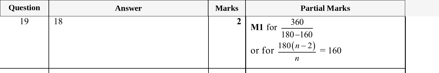 Mark scheme for IGCSE 0580 Oct/Nov 2025 Paper 13 Question 19