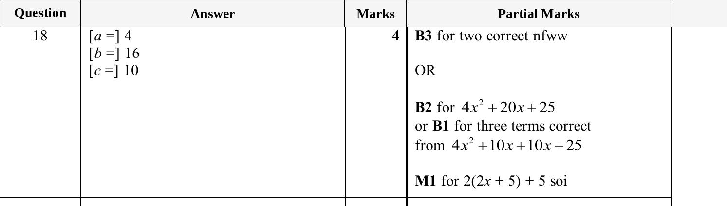 Mark scheme for IGCSE 0580 Oct/Nov 2025 Paper 21 Question 18