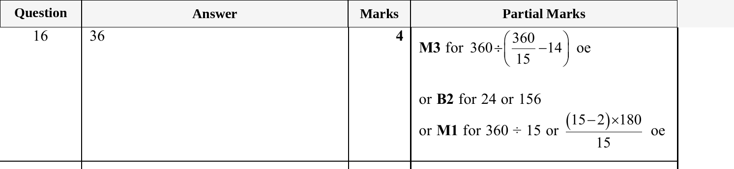 Mark scheme for IGCSE 0580 Oct/Nov 2025 Paper 22 Question 16