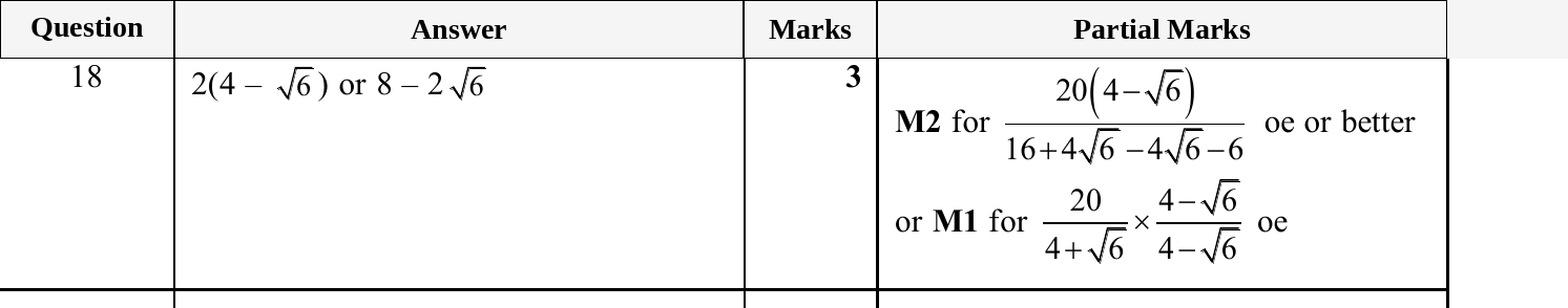 Mark scheme for IGCSE 0580 Oct/Nov 2025 Paper 22 Question 18