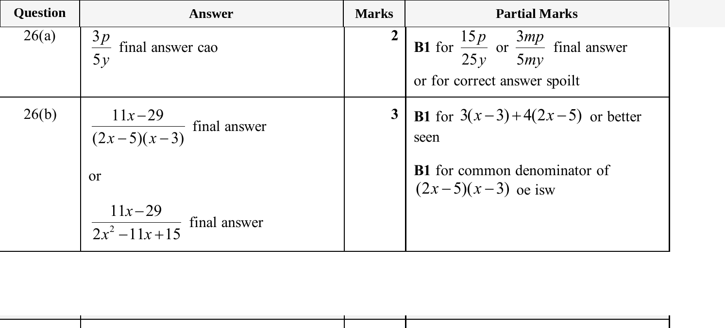 Mark scheme for IGCSE 0580 Nov 2025 Paper 23 Q26
