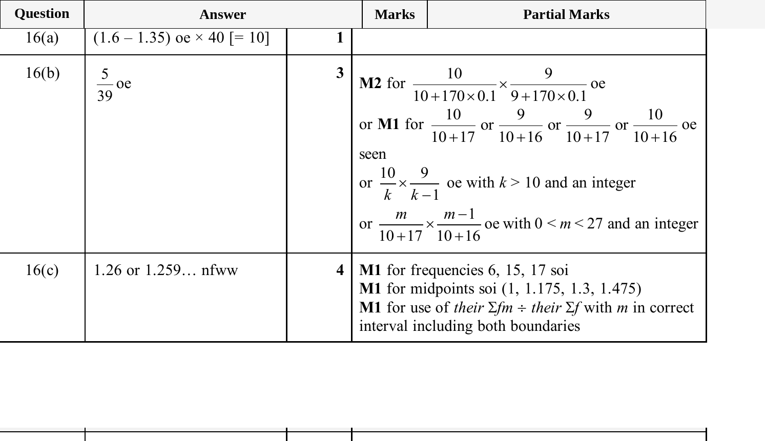 Mark scheme for IGCSE 0580 Nov 2025 Paper 42 Q16