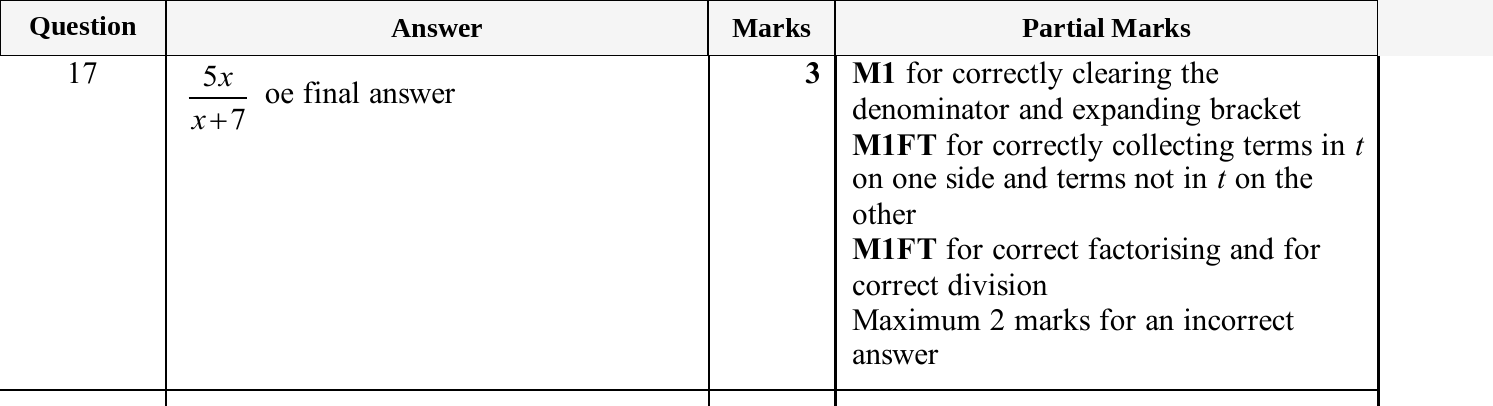 Mark scheme for IGCSE 0580 Oct/Nov 2025 Paper 43 Question 17