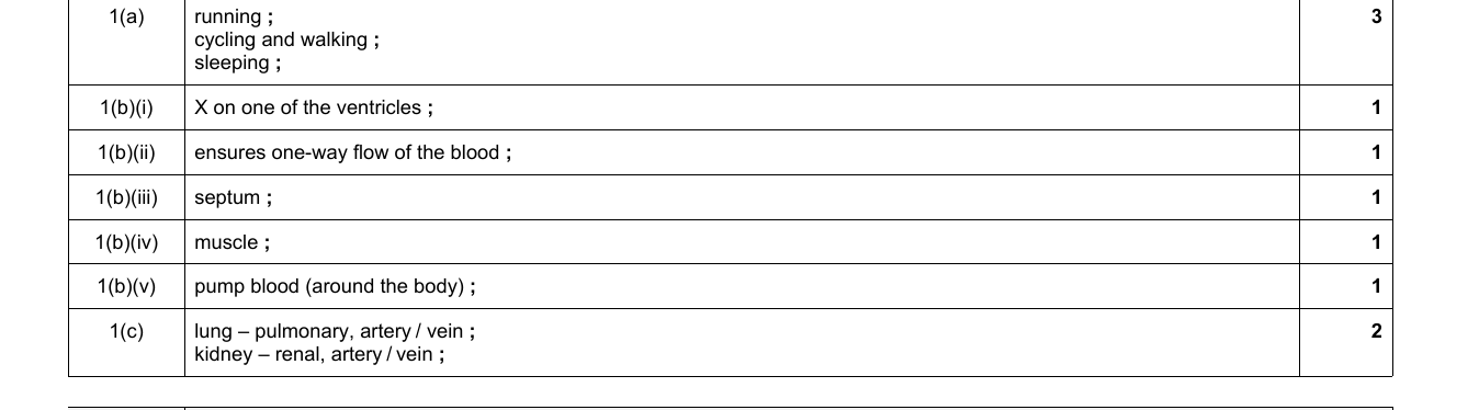 Mark scheme for IGCSE 0654 Jun 2022 Paper 31 Q1