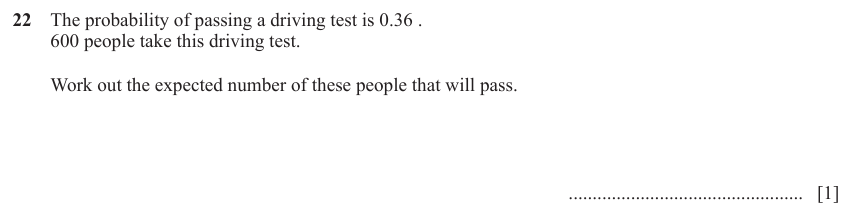 IGCSE Mathematics 0580 March 2023 Paper 12 Question 22 – Probability, General, 1 marks