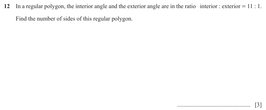 IGCSE Mathematics 0580 March 2023 Paper 22 Question 12 – Geometry, Angles using geometrical properties, 3 marks