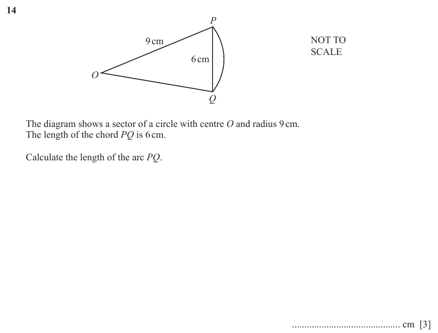 IGCSE Mathematics 0580 March 2023 Paper 22 Question 14 – Mensuration, Perimeter, Area and Volume, 3 marks