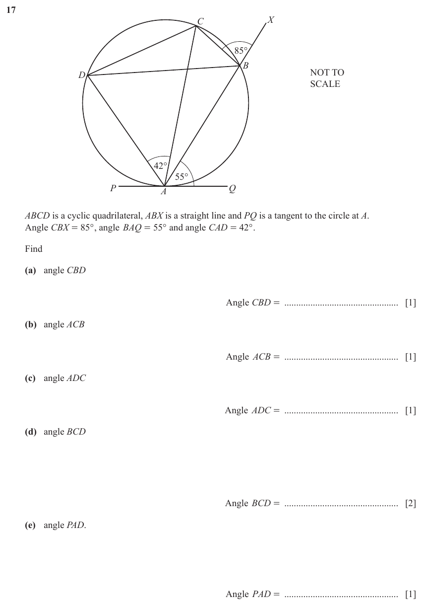 IGCSE Mathematics 0580 March 2023 Paper 22 Question 17 – Geometry, Angles using geometrical properties, 6 marks